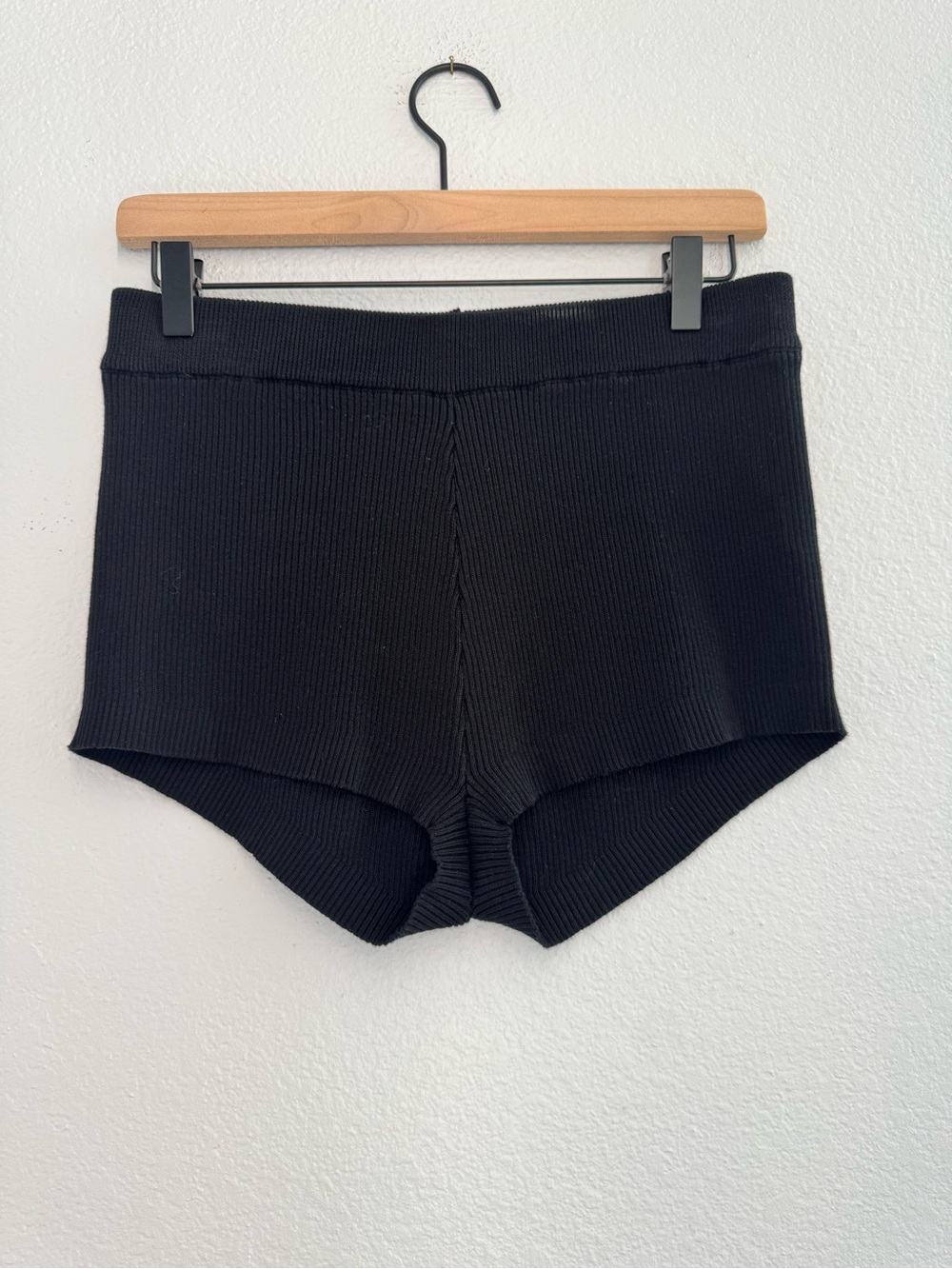 Edikted Black Ribbed High-Waist Micro Shorts